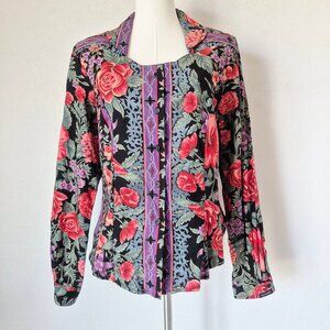 Vintage Rockies USA Made Floral Western Blouse Long Sleeve Button